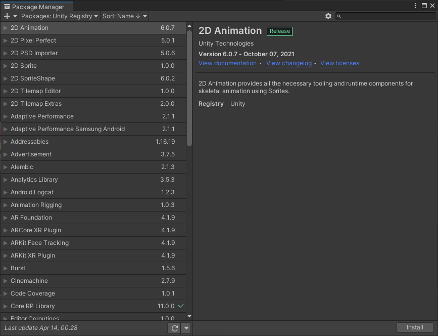 Package Manager instala URP en 3 minutos