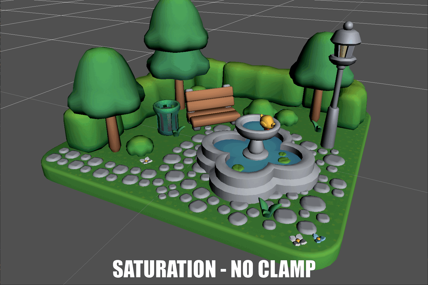 A succession of frames with different shading techniques